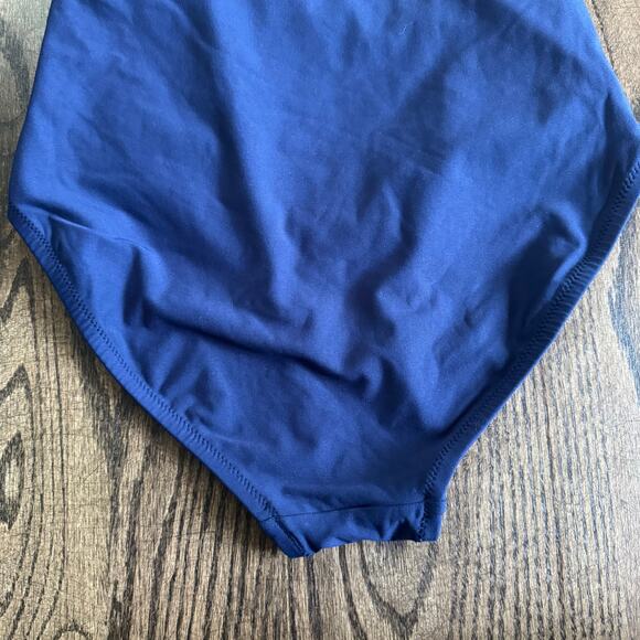 Athleta Womens Navy Blue Ruched Square Neck One Piece Swim Suit Size Small - Picture 5 of 9